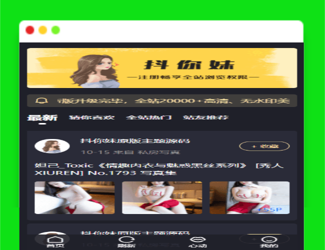 A1591最新抖你妹源码仿抖音模式套图SEO源码wordpress图片主题